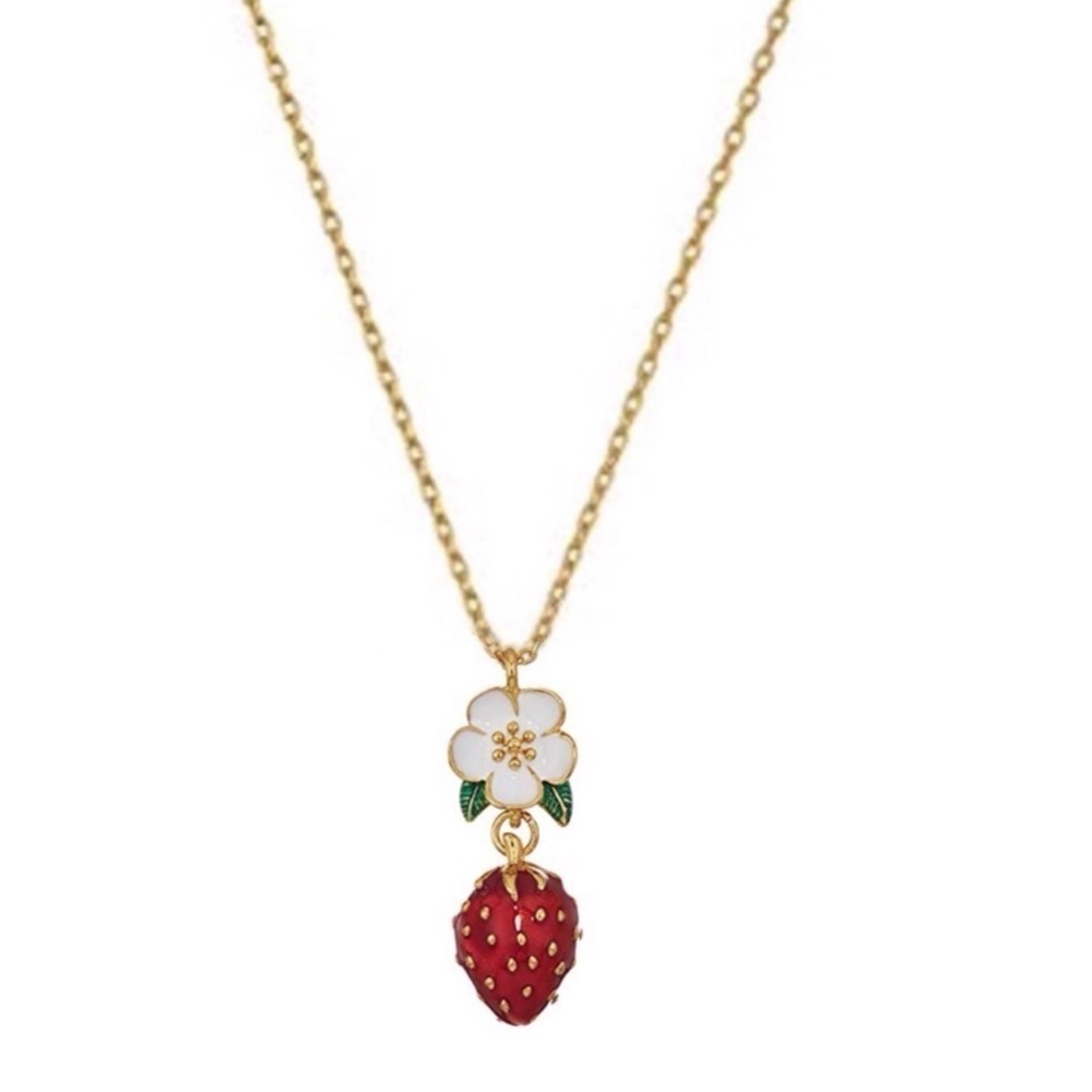 KATE SPADE • Picnic Perfect Strawberry Flower Necklace - Picture 1 of 6